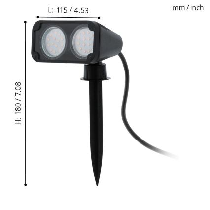 Eglo 75315 - Вулична світлодіодна лампа NEMA 2xGU10/2,8W/230V 3000K IP44