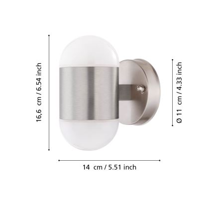 Eglo 75392 - LED зовнішній настінний світильник MEROLA 2xLED/3,7W/230V IP44, матовий хром