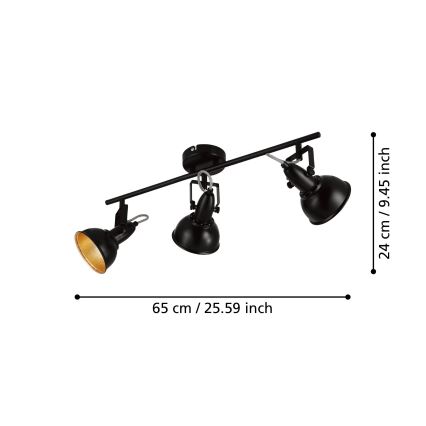 Eglo 75513 - Точечный светильник THORNTON 3xE14/28W/230V черный/золотой