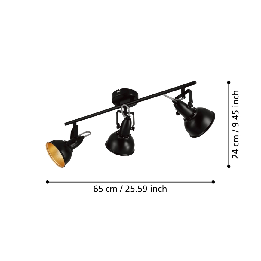 Eglo 75513 - Точечный светильник THORNTON 3xE14/28W/230V черный/золотой
