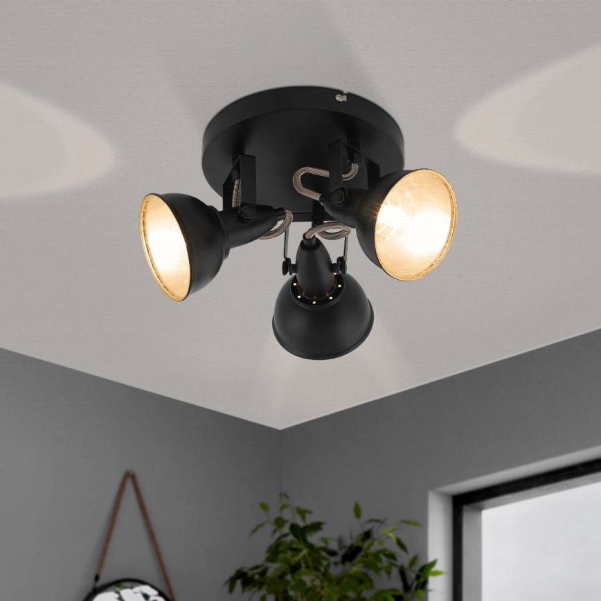 Eglo 75514 - Точечный светильник THORNTON 3xE14/28W/230V чёрный/золотой