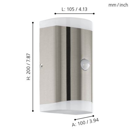 Eglo - Уличный светодиодный настенный светильник с датчиком 2xGU10/4,6W/230V IP44