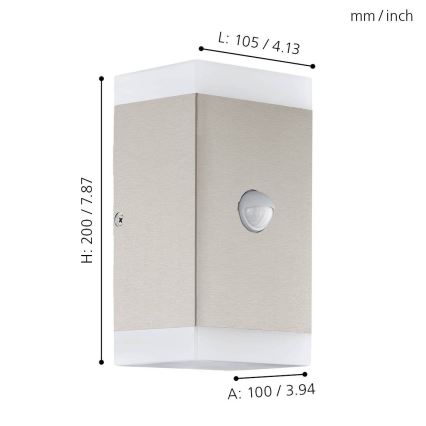 Eglo - Уличный светодиодный настенный светильник с датчиком 2xGU10/4,6W/230V IP44
