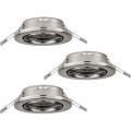 Eglo 75675 - НАБОР 3x Встроенный светильник для ванной комнаты AGULO 1xGU10/35W/230V IP23 матовый хром