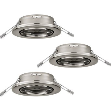 Eglo 75675 - НАБОР 3x Встроенный светильник для ванной комнаты AGULO 1xGU10/35W/230V IP23 матовый хром