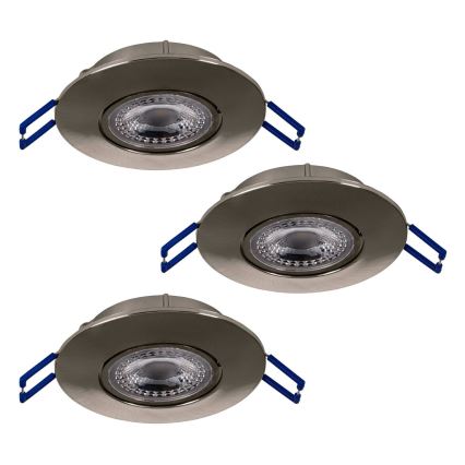 Eglo 75765 - НАБОР 3x Светодиодный встроенный светильник ZUJAR LED/3,4W/230V матовый хром