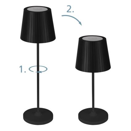 Eglo - LED регульована зовнішня акумуляторна настільна лампа LED/3,8W/5V 2400/3000/4000K 2000 mAh IP44 чорна