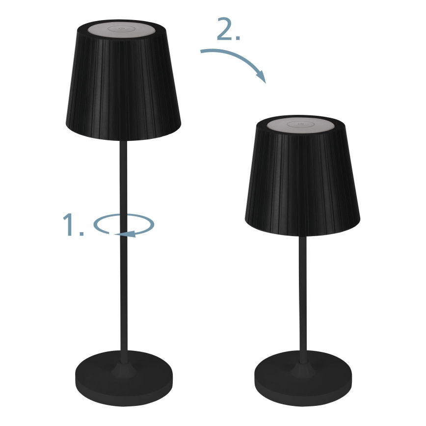 Eglo - LED регульована зовнішня акумуляторна настільна лампа LED/3,8W/5V 2400/3000/4000K 2000 mAh IP44 чорна