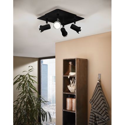 Eglo 780428 - LED точковий світильник для ванної кімнати BABILONE 4xGU10/3W/230V IP44 чорний