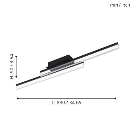 Eglo 780433 - LED стельовий світильник для ванної кімнати YANGUAS 2xLED/11W/230V 3000K IP44 чорний