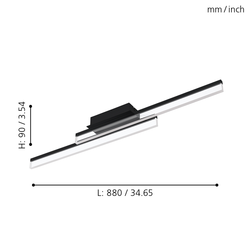Eglo 780433 - LED стельовий світильник для ванної кімнати YANGUAS 2xLED/11W/230V 3000K IP44 чорний