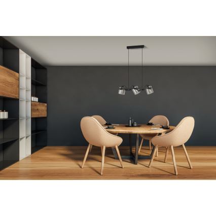 Eglo 780478 - Підвісна люстра CALERINO 3xE27/40W/230V чорний