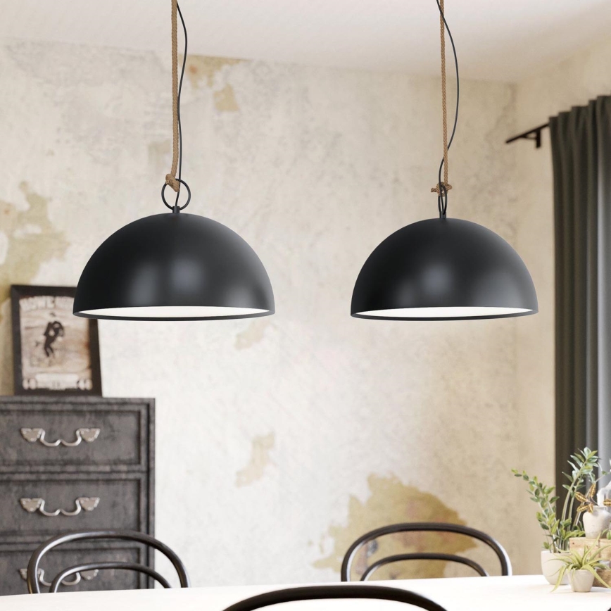 Eglo 78444 - Подвесная люстра HODSOLL 2xE27/40W/230V черный/коричневый