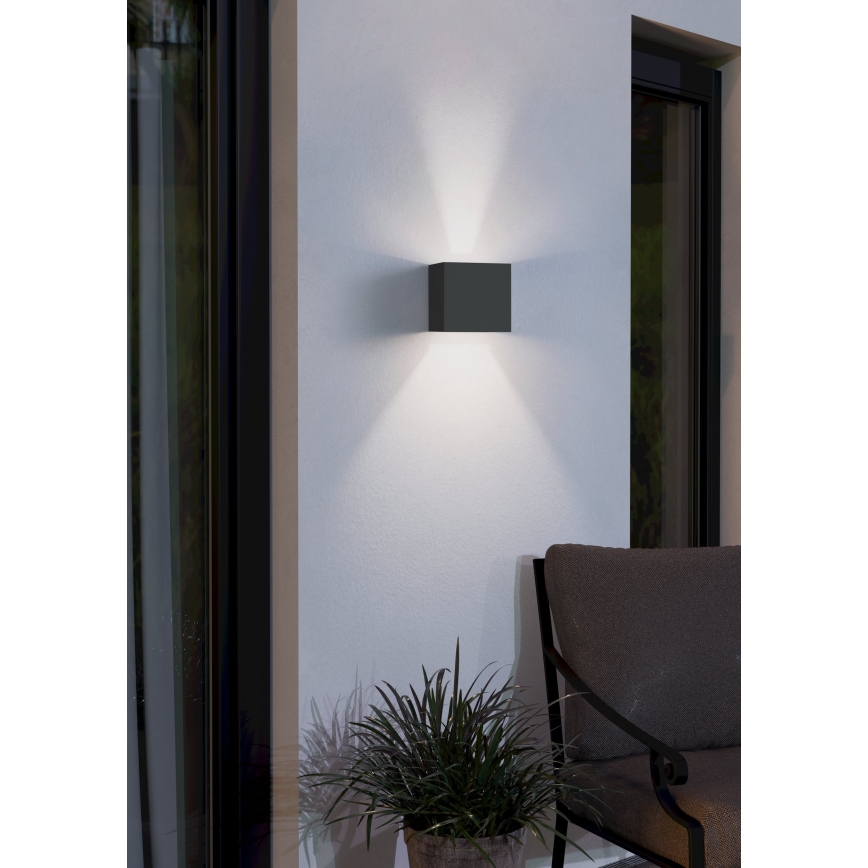 Eglo 79215 - Вуличний світлодіодний настінний світильник CALPINO 2xLED/3,3W/230V 3000K IP54 чорний