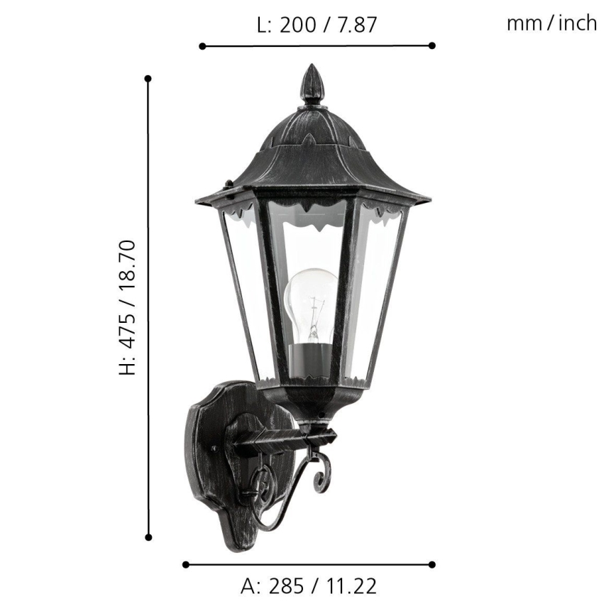 Eglo 79267 - Вуличний настінний світильник NAVEDO 1xE27/60W/230V IP44