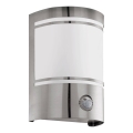 Eglo 79284 - Уличный настенный светильник с датчиком CERNO 1xE27/40W/230V блестящий хром IP44