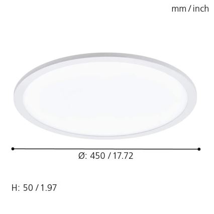 Eglo 79469 - Светодиодный потолочный светильник с регулированием яркости POZZALLO LED/21W/230V 2700-6500K белая + дистанционное управление