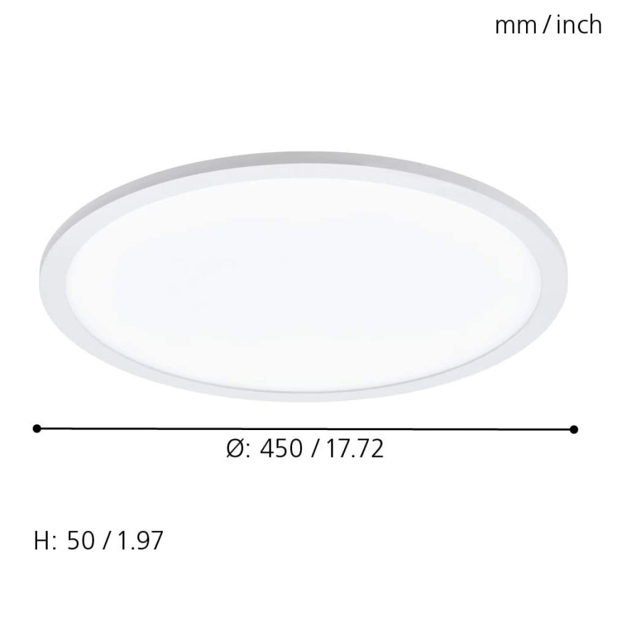 Eglo 79469 - Светодиодный потолочный светильник с регулированием яркости POZZALLO LED/21W/230V 2700-6500K белая + дистанционное управление