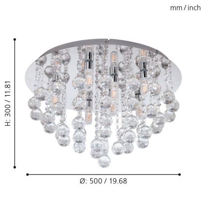 Eglo 79516 - Светодиодный потолочный светильник для ванной комнаты MONTEPRANDONE 8xG9/3W/230V IP44 блестящий хром