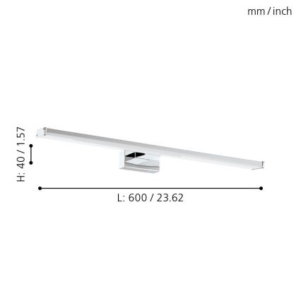 Eglo 79533 - Светодиодная подсветка для зеркала в ванной комнате SARNOR LED/11W/230V 60 см IP44 блестящий хром