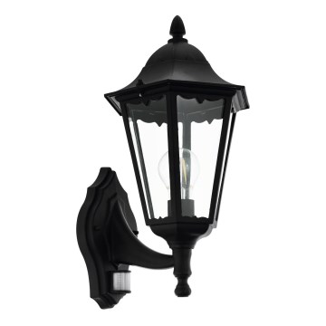 Eglo 79556 - Уличный настенный светильник с датчиком SANTA LUCIA 1xE27/60W/230V IP44 черный