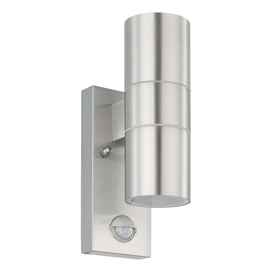 Eglo 79594- LED Вуличний настінний світильник з датчиком ARAPONGAS 2xGU10/2,8W/230V IP44 матовий хром