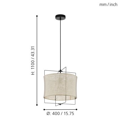 Eglo 79644 - Підвісна люстра BRIDEKIRK 1xE27/40W/230V