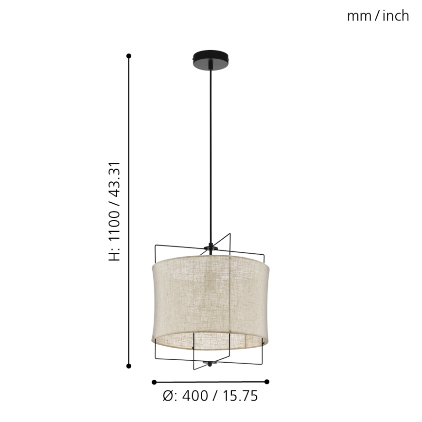 Eglo 79644 - Підвісна люстра BRIDEKIRK 1xE27/40W/230V