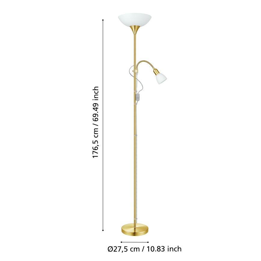 EGLO - Торшер 1xE27/60W + 1xE14/25W золотистий