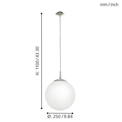 EGLO - Подвесная люстра 1xE27/60W/230V диаметр 25 cm белая