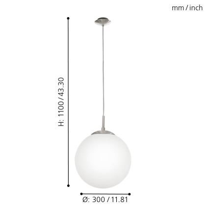 EGLO - Подвесная люстра 1xE27/60W/230V диаметр 30 cm белая