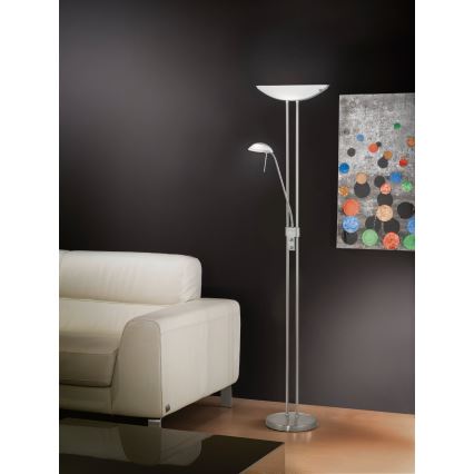 EGLO - Підлогова лампа з диммером BAYA 1xR7s/230W+1xG9/33W матовий хром