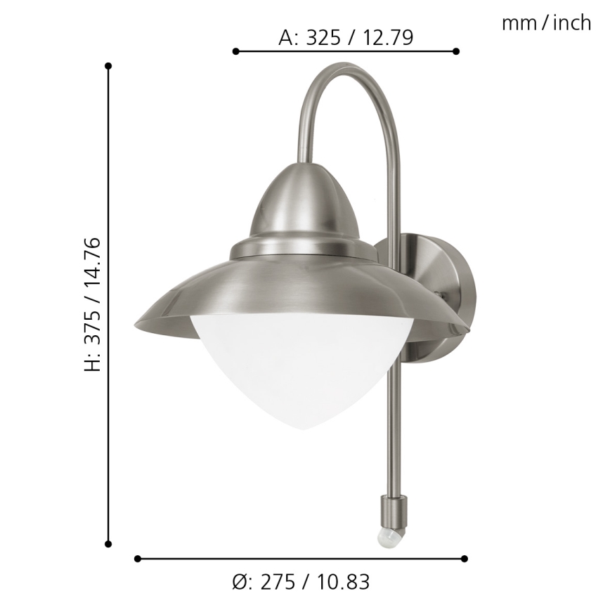 Eglo - Уличный сенсорный настенный светильник 1xE27/60W IP44