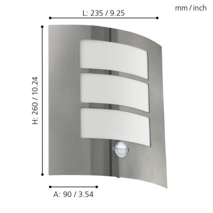 EGLO - Зовнішній настінний світильник з датчиком 1xE27/15W/230V IP44