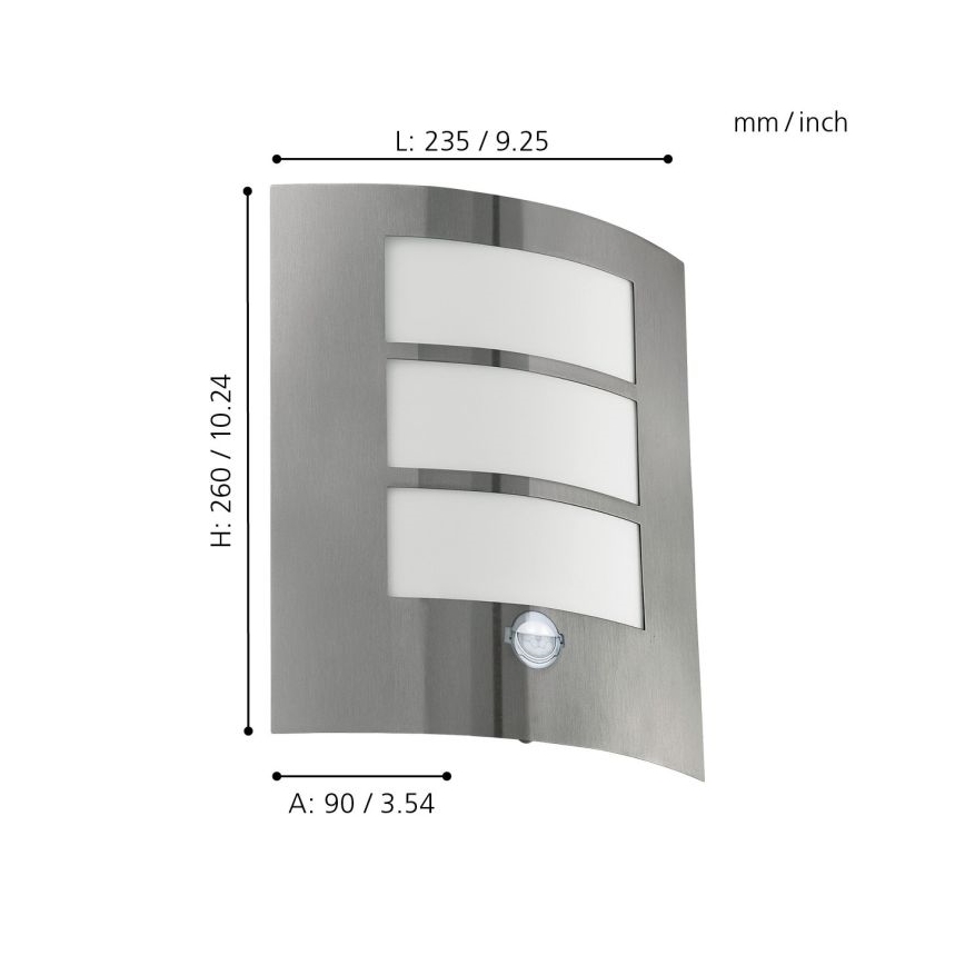 EGLO - Зовнішній настінний світильник з датчиком 1xE27/15W/230V IP44