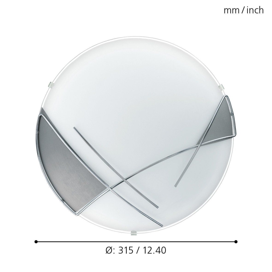 Eglo - Настенный потолочный светильник 1xE27/60W серебряный / белый