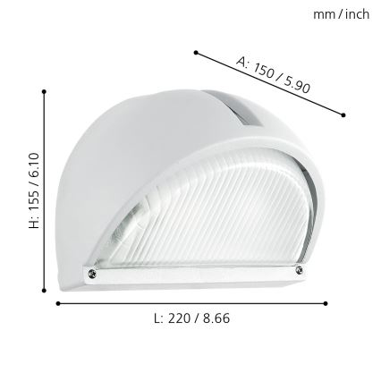 Eglo - Наружный настенный светильник 1xE27/60W белый IP44