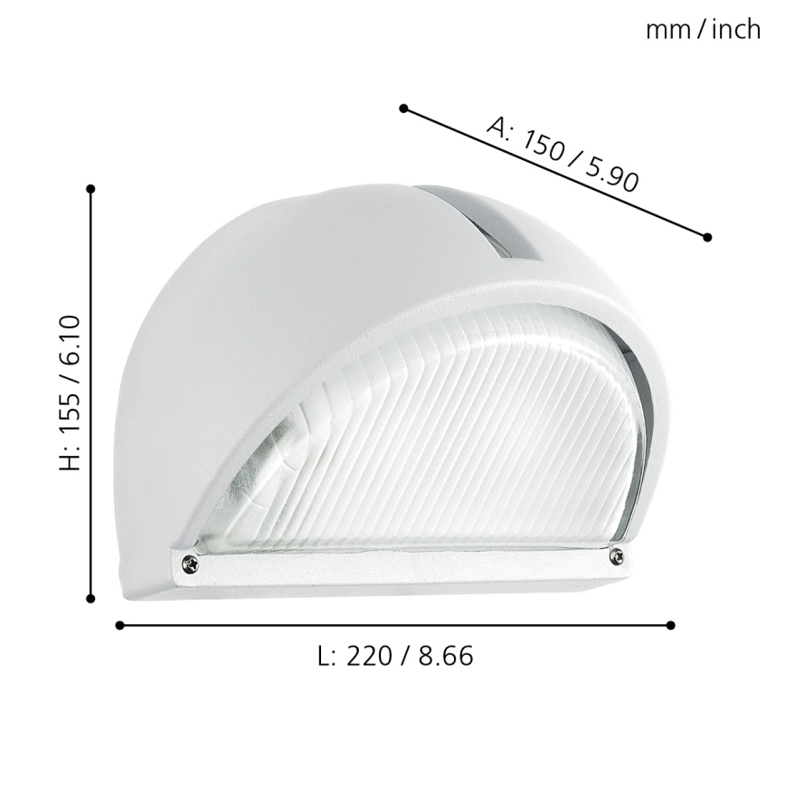Eglo - Наружный настенный светильник 1xE27/60W белый IP44