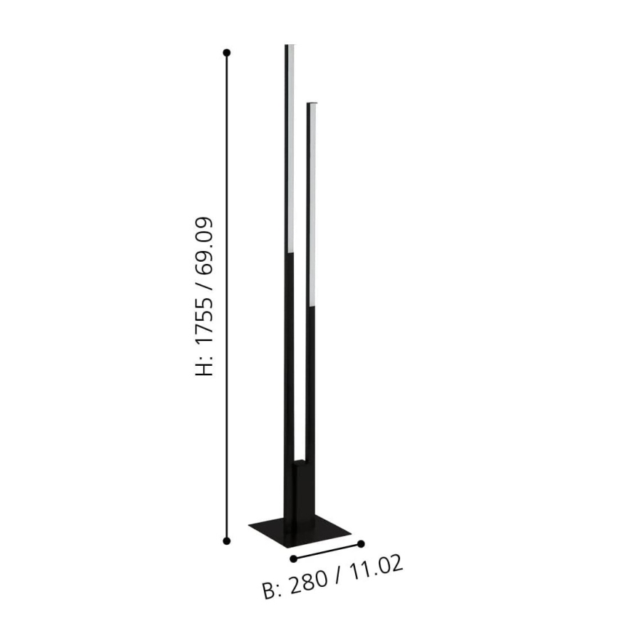 Eglo - Светодиодный RGBW-торшер с регулированием яркости 2xLED/16W/230V черный ZigBee