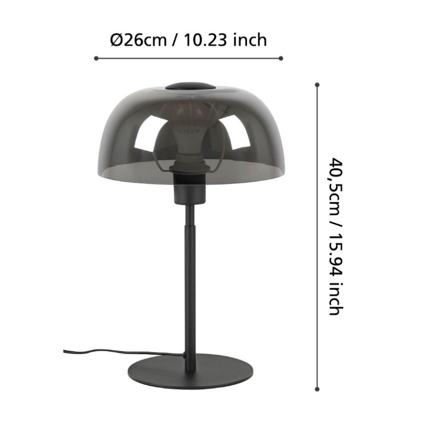 Eglo - Настольная лампа 1xE27/40W/230V черная/серая