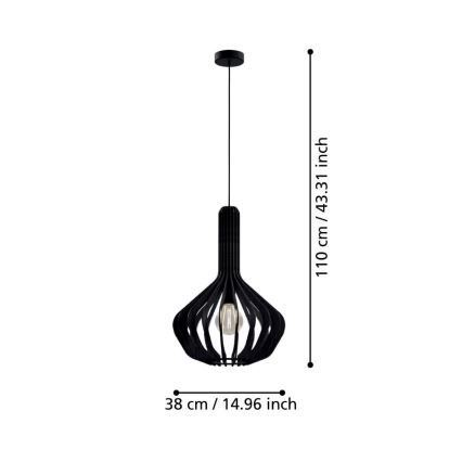 Eglo - Люстра на тросі 1xE27/40W/230V діам. 38 см чорна