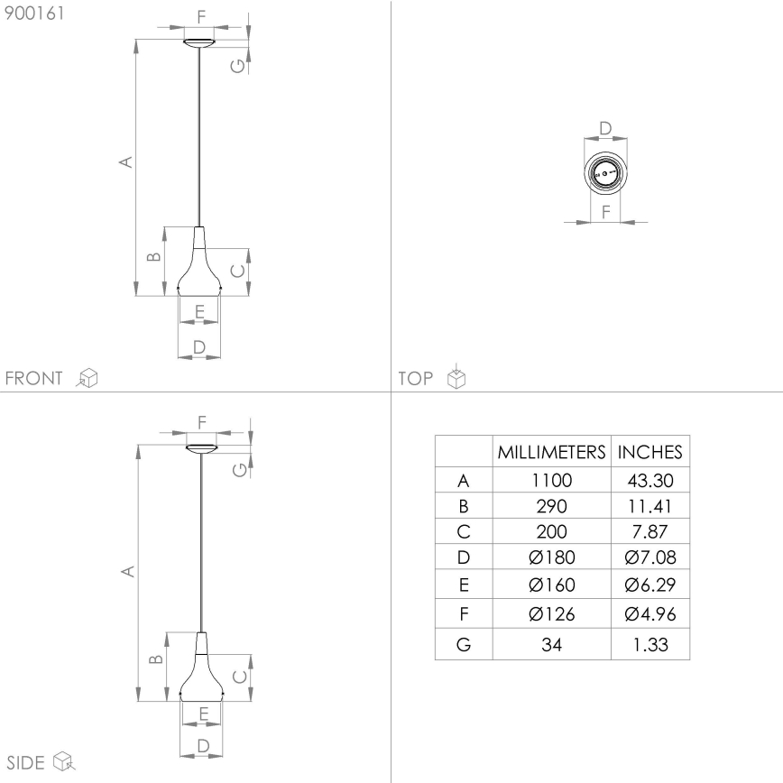 Eglo - Подвесная люстра 1xE27/40W/230V диаметр 18 см черная