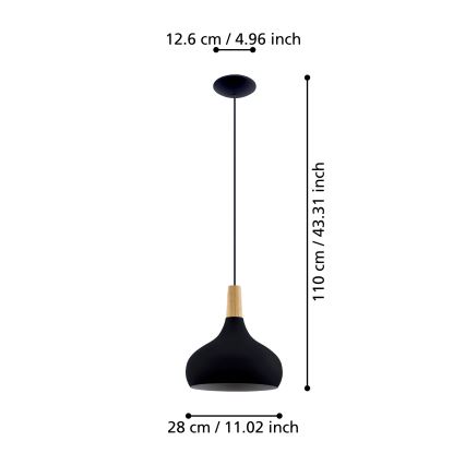 Eglo - Люстра на тросі 1xE27/40W/230V діам. 28 см