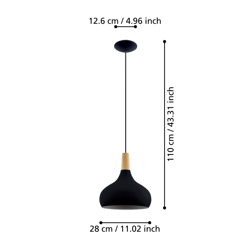 Eglo - Люстра на тросі 1xE27/40W/230V діам. 28 см