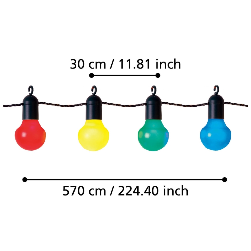 Eglo - Вулична декоративна LED гірлянда 20xLED/0,064W/31V IP44