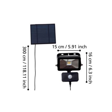 Eglo - LED Solární reflektor з датчиком 15xLED/0,03W/3,7V IP44