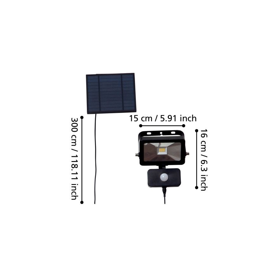 Eglo - LED Solární reflektor з датчиком 15xLED/0,03W/3,7V IP44