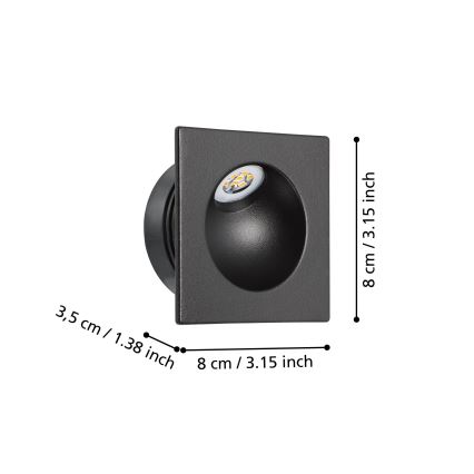 Eglo - Світлодіодний світильник для сходів LED/2W/230V 3000K чорний