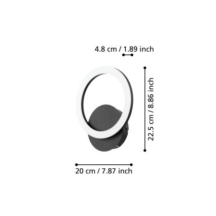 Eglo - Настінний LED світильник з регулюванням яскравості LED/12W/230V 3000-6500K
