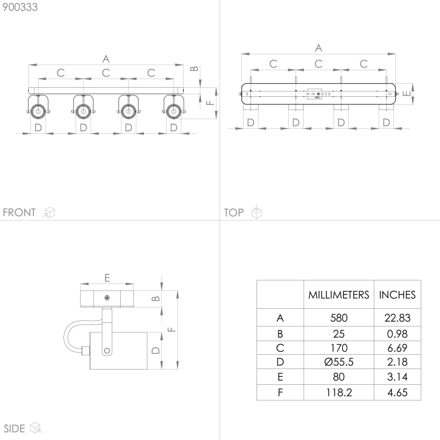 Eglo - Светодиодный точечный светильник 4xGU10/3W/230V